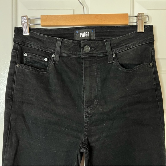 Paige | Claudine High-Rise Kick Flare Jeans Charcoal Black Denim - Picture 4 of 9